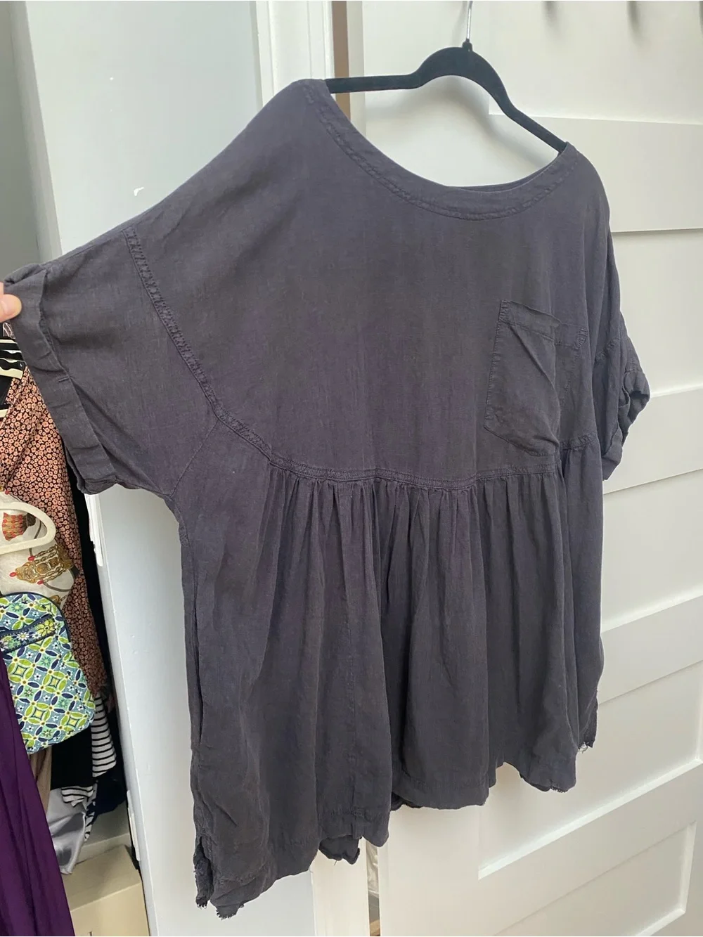 Free People moon city relaxed fit short sleeve gray blouse - Picture 3 of 10